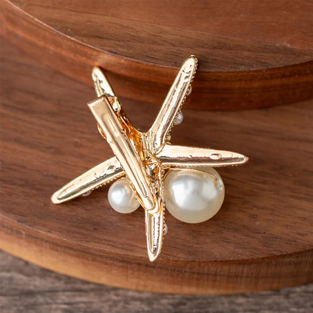 Модная заколка для волос с кристаллами жемчужинами и морскими звездами заколки