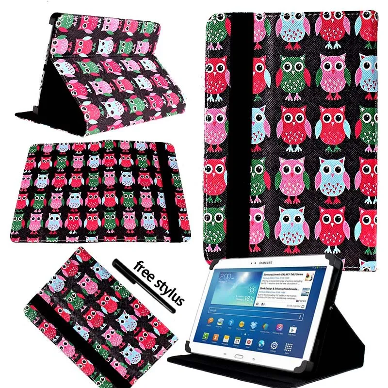 Black Owls KK&LL для samsung Galaxy Tab 3 10,1 p5200 GT-P5210 кожаный чехол-книжка для планшета+ Бесплатный стилус - Цвет: Black Owls
