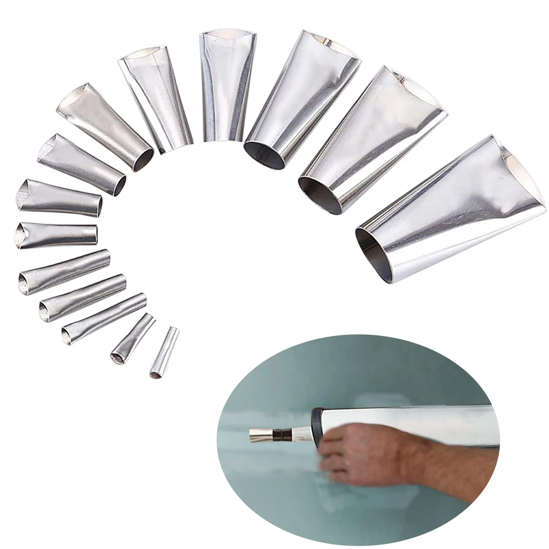 

14pcs Silicone Sealant Finishing Tool Stainless Steel Caulk Nozzle Applicator Caulking Finisher Glue Kitchen Bathroom Sink Joint