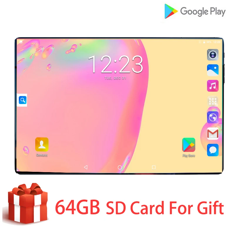 Новинка; Лидер продаж 10 дюймов планшетный ПК Octa Core 6 ГБ Оперативная память 128 Гб Встроенная память Dual SIM Разблокировать 3g 4 аппарат не привязан к оператору сотовой связи WiFi блютоотом Android 9,0 Планшеты 10,1