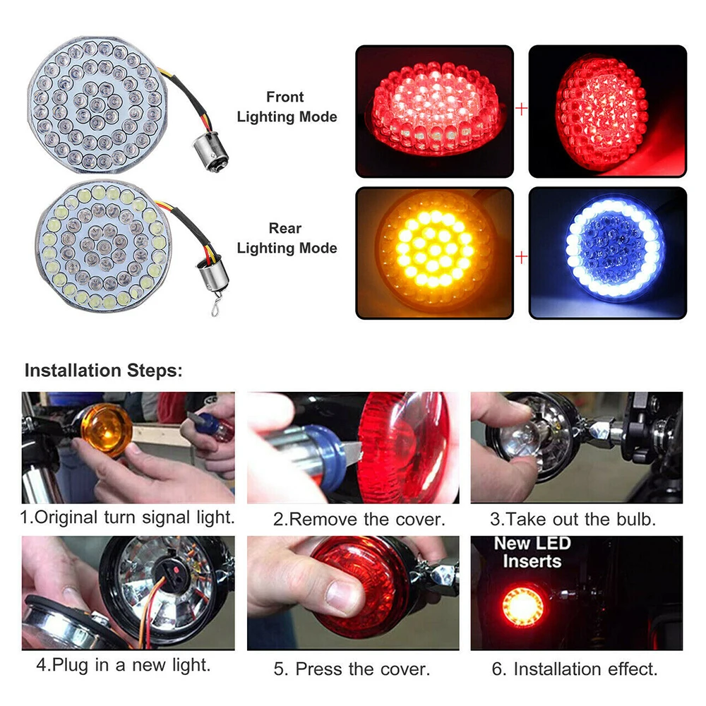 2 &quotпередние и задние светодиодные мотоциклетные поворотники с дымовым