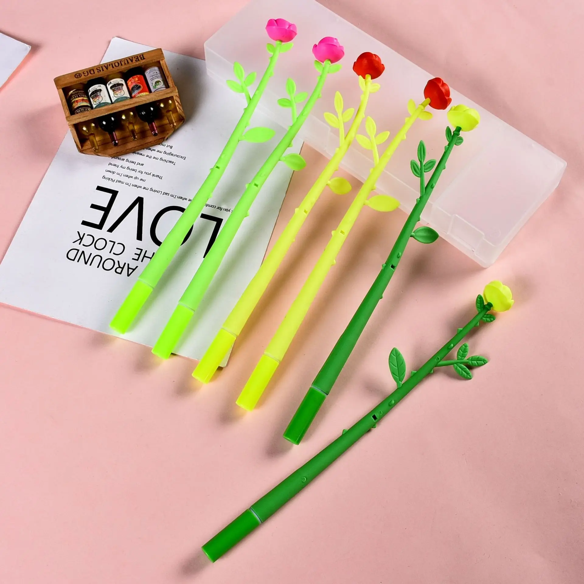 

Creative stationery small fresh simulation flower cartoon gel pen cute rose office learning water-based signature pen