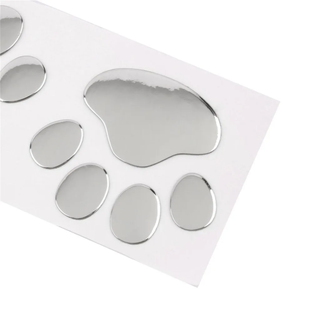 

2 PCS Car Sticker 3D Animal Dog Cat Bear Foot Prints Footprint Cool Design Paw 3D Car Stickers Silver Gold Hot Drop Shipping