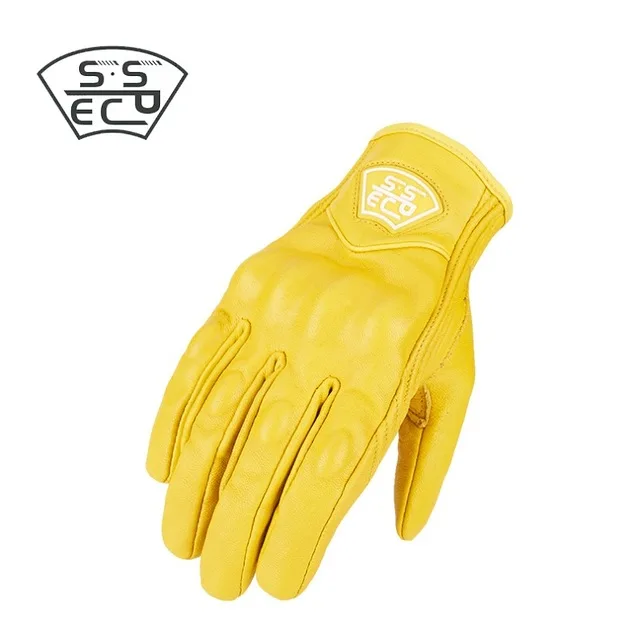 Real Leather Motorcycle Touch Screen Racing Gloves Retro Search Specifications |