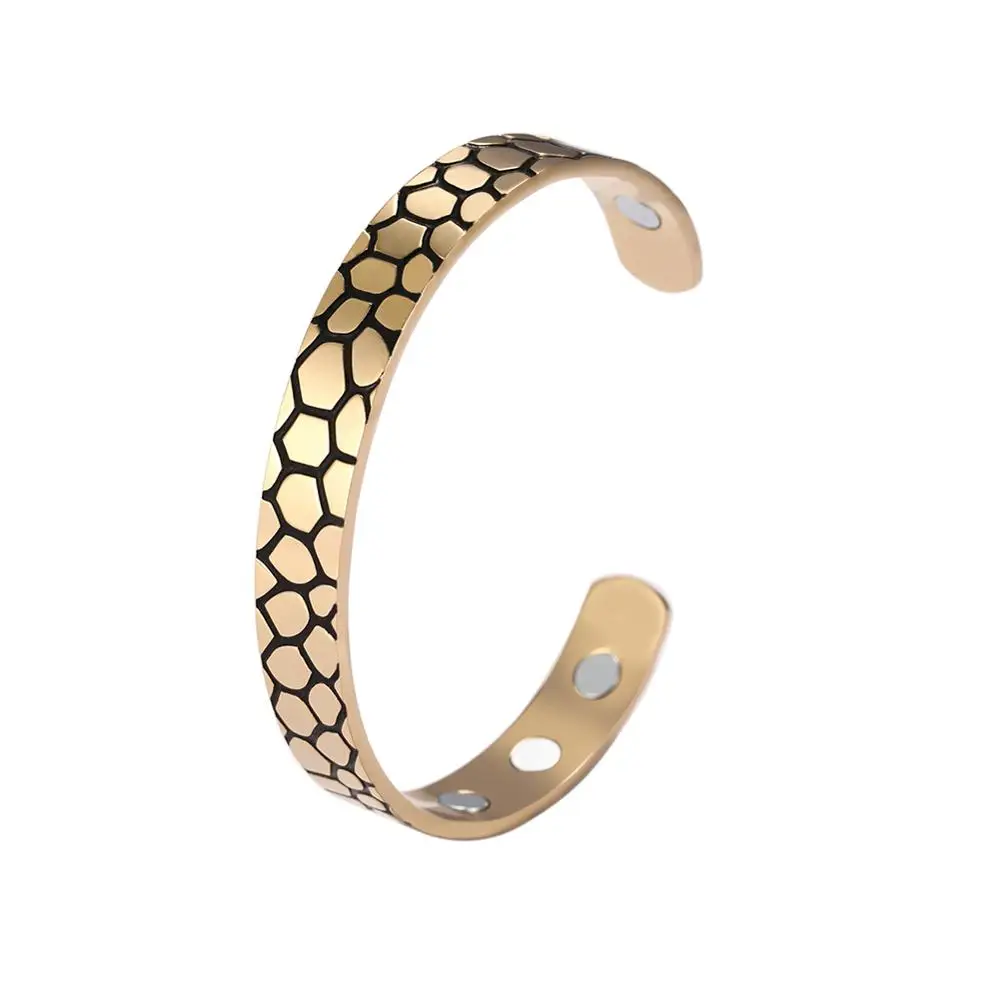 Мужской и женский браслет из нержавеющей стали магнитный с тиснением под