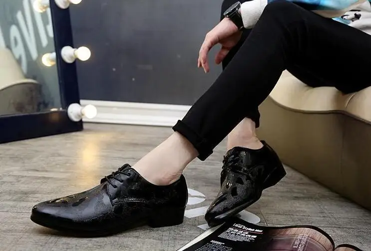 Мужские туфли-оксфорды из лакированной кожи цвет золотой серебряный черный