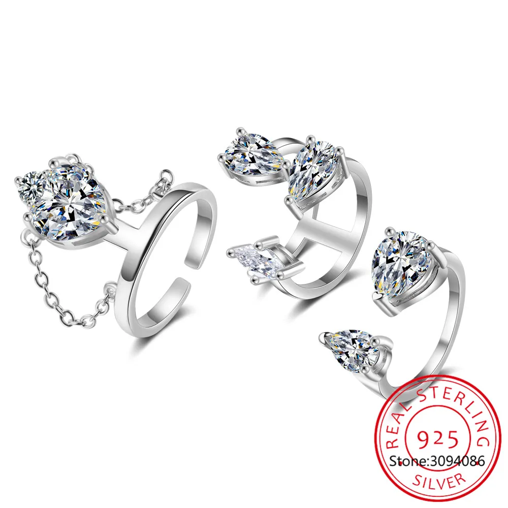 

925 Sterling Silver Opening Rings Fashion Simple Classic Width Geometric Handmade Finger Jewelry Wedding Accessories