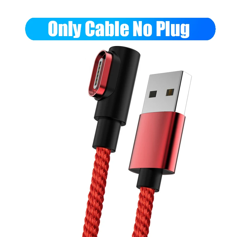 Магнитный кабель 90 градусов usb c Micro usb type C кабель для быстрой зарядки l-линия Micro usb type-C магнитное зарядное устройство для iphone X xiaomi - Цвет: Only Red Cable