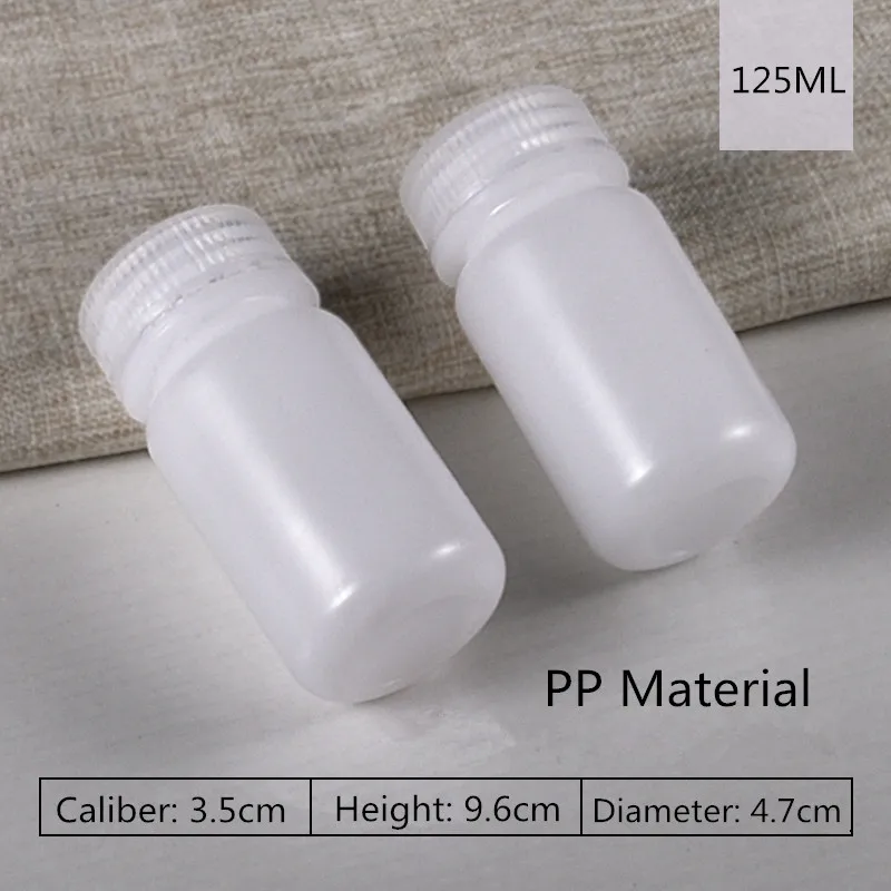 125ML translucent 2 шт./лот многоразовые пластиковые бутылки с широким горлышком с винтовой крышкой пищевой Полипропиленовый Контейнер 5 мл-500 мл - Цвет: 125ML translucent