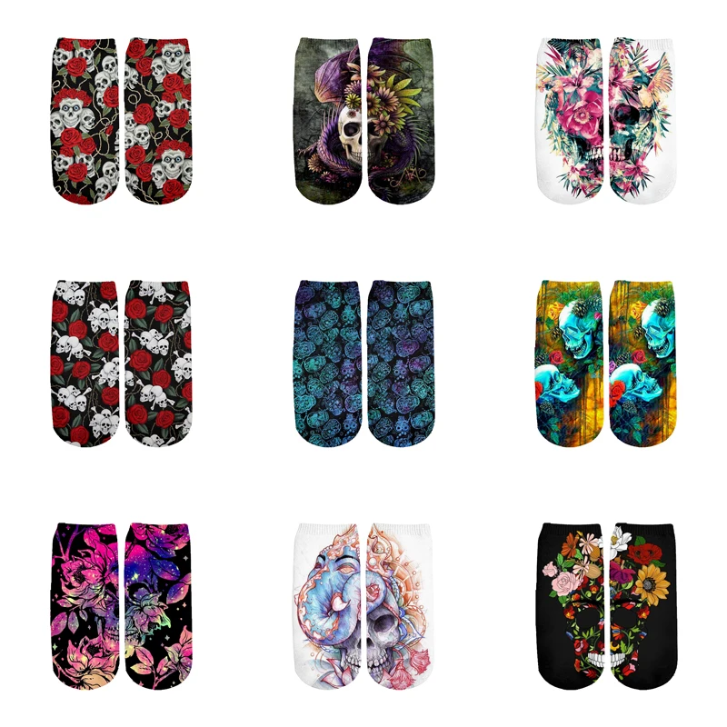 PLstar Космос забавные в готическом стиле носки с принтом черепа Сезон лето Модные 3D