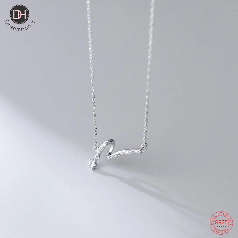 

Женское колье с геометрическими линиями Dreamhonor, простое ожерелье из стерлингового серебра 100% пробы со звездами, оптовая продажа, модный аксе...