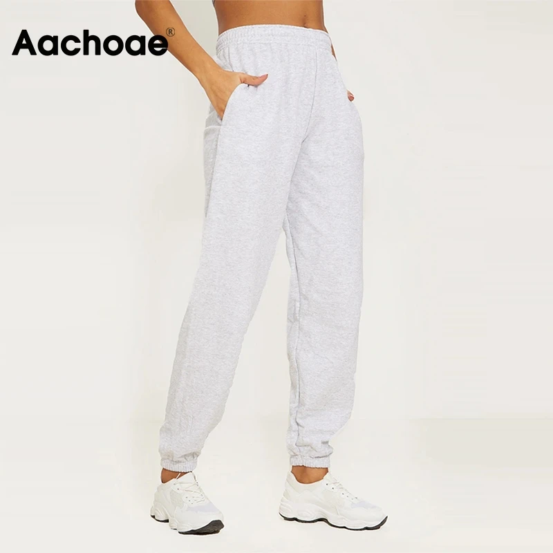 

2020 Solid Long Pants Women Long Length Casual Sweatpants Elastic Waist Sports Lady Trousers Office Wear Straight Pants