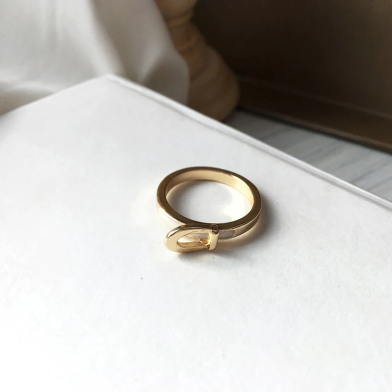 

South Korea's Temperament Lovely Belt Buckle Ring Female Fashion Personality Joker The Niche Design Feeling Ring Finger Ring