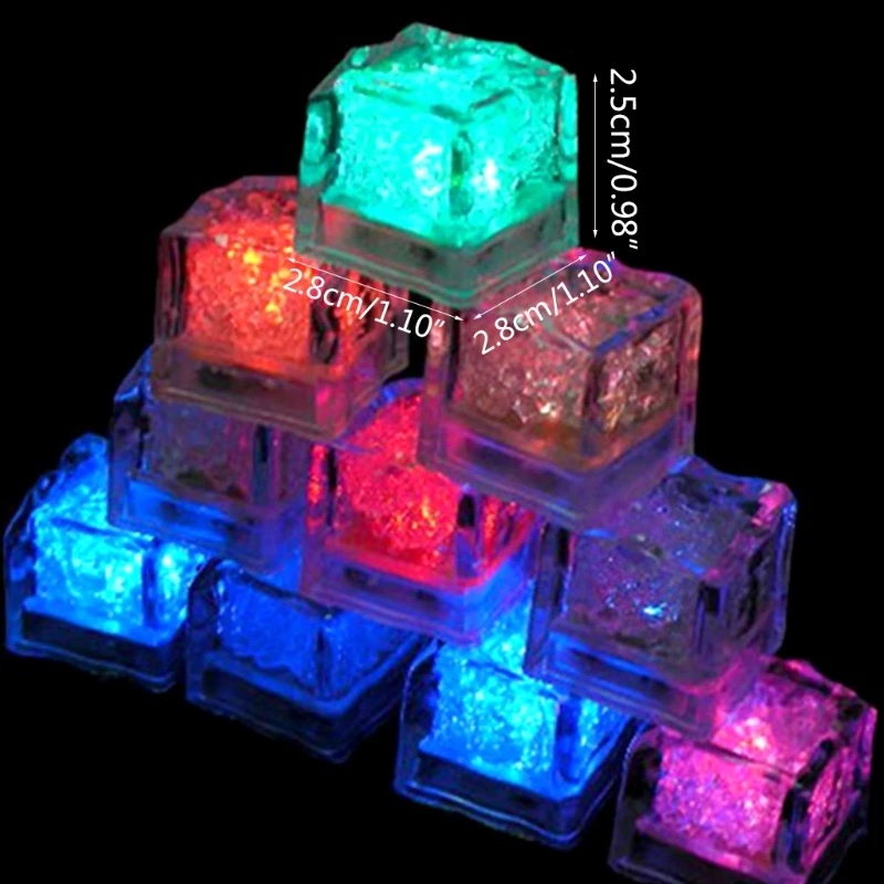 

12pcs/box LED Luminous Ice Cubes Lamp Induction Automatic Glowing Colorful Flashing Light for Wedding Birthday Party Bar Lamp