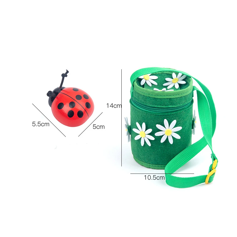

0-10 Numbers Learning To Count Ladybug Felt Beetle Backpack Educational Toy For Kid Montessori Wooden Counting Game