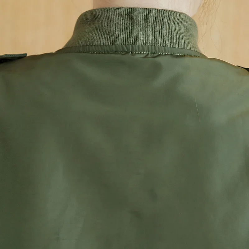 

YASUGUOJI New 2021 Autumn Military Green Short Jacket Fashion Embroidery and Epaulet Slim Fit Bomber Jacket Women Green Jacket