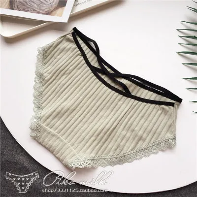 Милое сексуальное хлопковое кружевное белье с перекрестной лентой обтягивающее