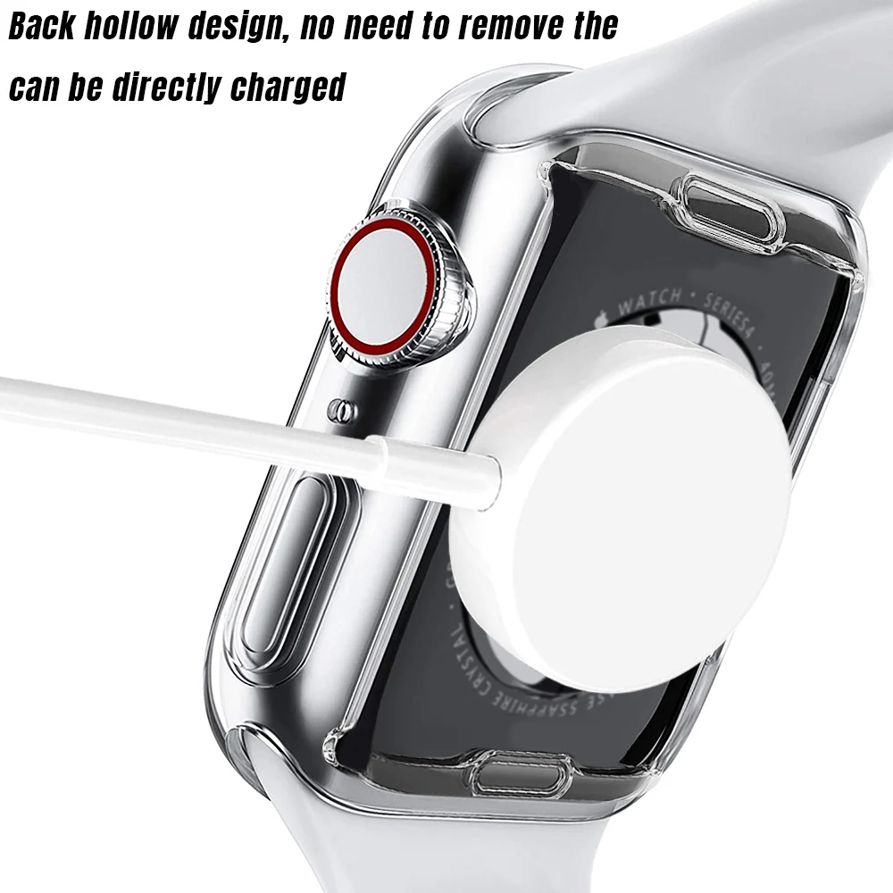 Soft Protective Case for Apple Watch 7 45mm 41mm Transparent All-Covered 38mm42mm Screen Protector Cover for iWatch 654 40mm44mm