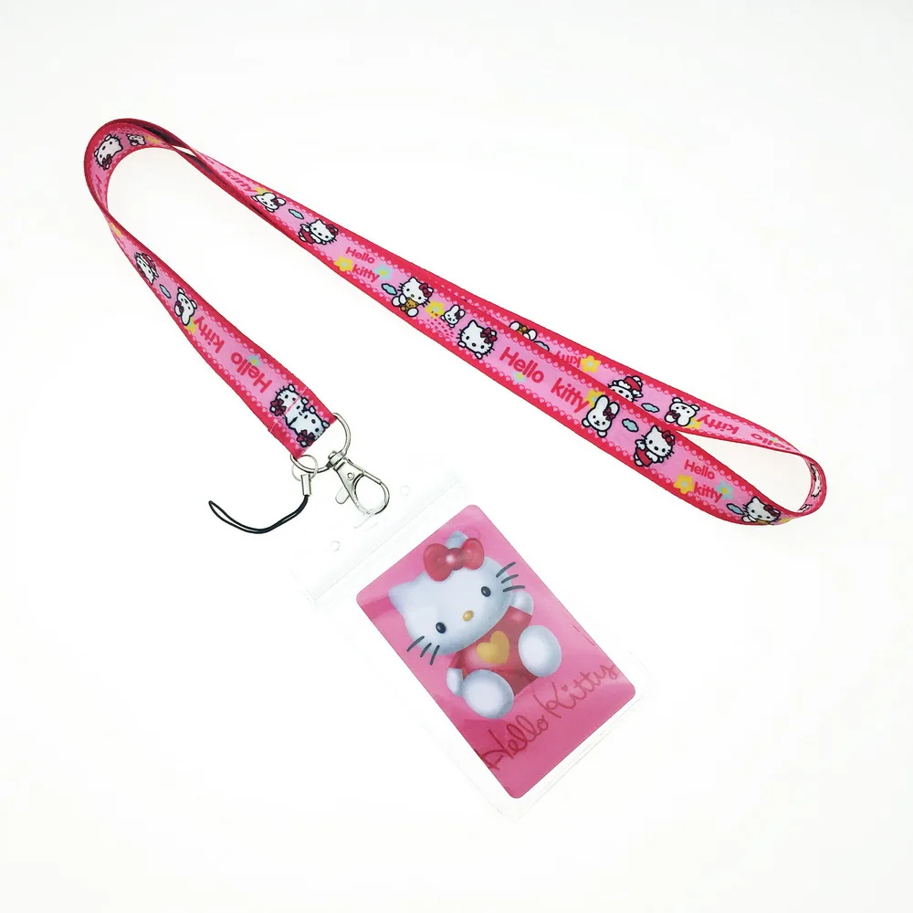 The Best-selling Cute Kitty Lanyard ID Card Holder and Card Sticker Set Cute Keychain Gift