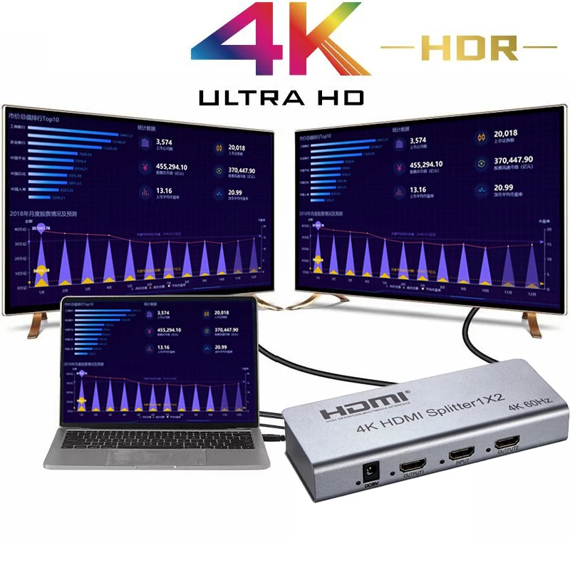

Разветвитель HDMI 4K HDMI 2,0 HDR EDID RS232 4K 60 Гц видео дистрибьютор 1X2 разветвитель преобразователь 1 в 2 выход для PS4 Xbox ПК, телевизор, монитор