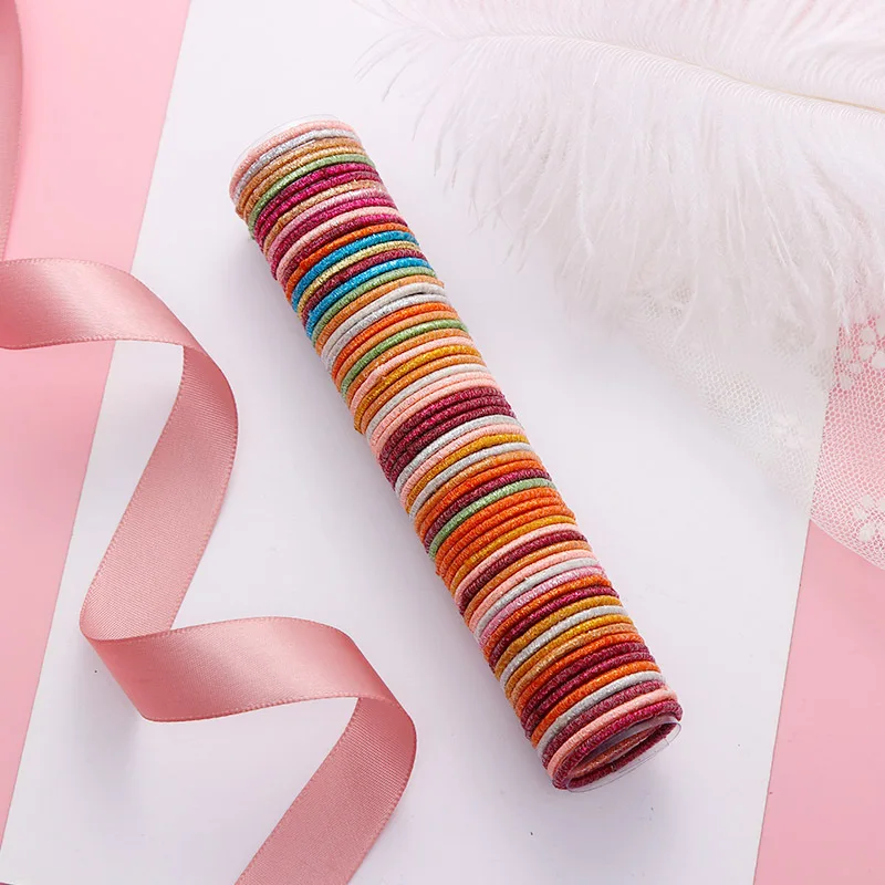 

50PCS/Lot New Fashion Girls Scrunchie Colorful Basic Elastic Hair Bands Tie Gum Ring Rubber Bands Cute Children Hair Accessories