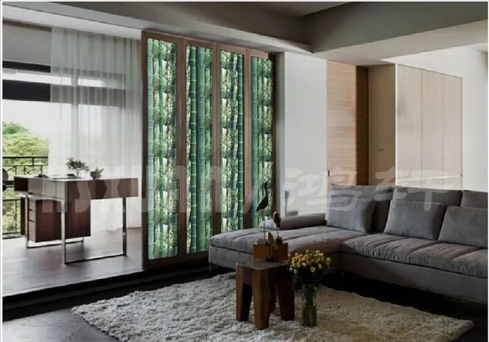 3D зеленая бамбуковая статическая стеклянная оконная пленка непрозрачная Прямая