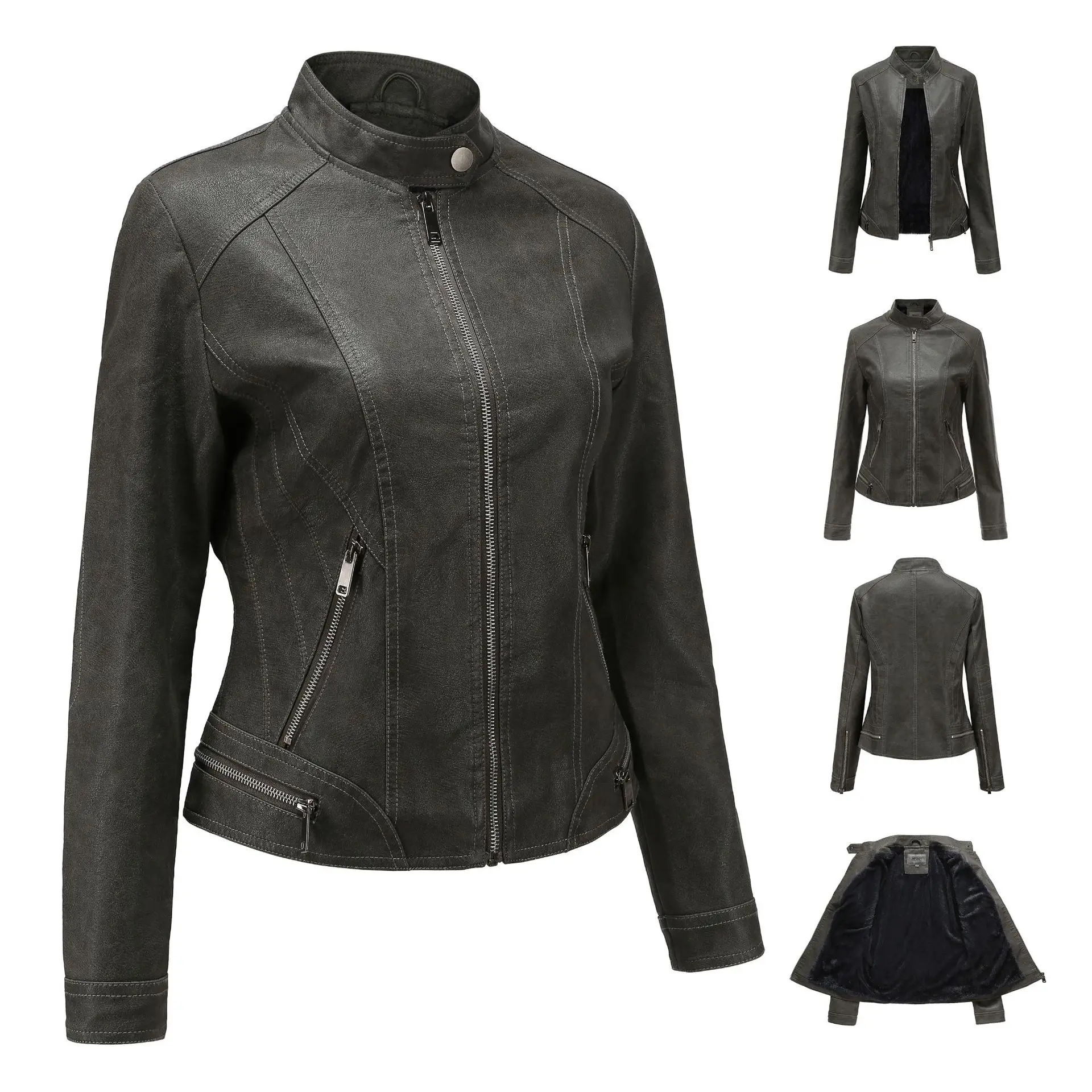 

New Arrial Women Autumn Winter Suede Faux Leather Biker Jackets Lady Fashion Matte Motorcycle Coat Outwear chaqueta mujer
