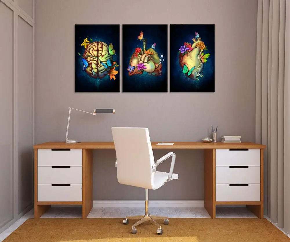 3 шт. самолет холст стены Искусство воздушный шар с самолетом голубое небо