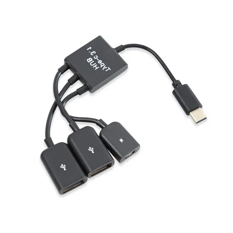 USB 3.1 Type C Male to 2 Dual A 2.0 Female + Micro-USB 3 in 1 OTG HUB | Электроника