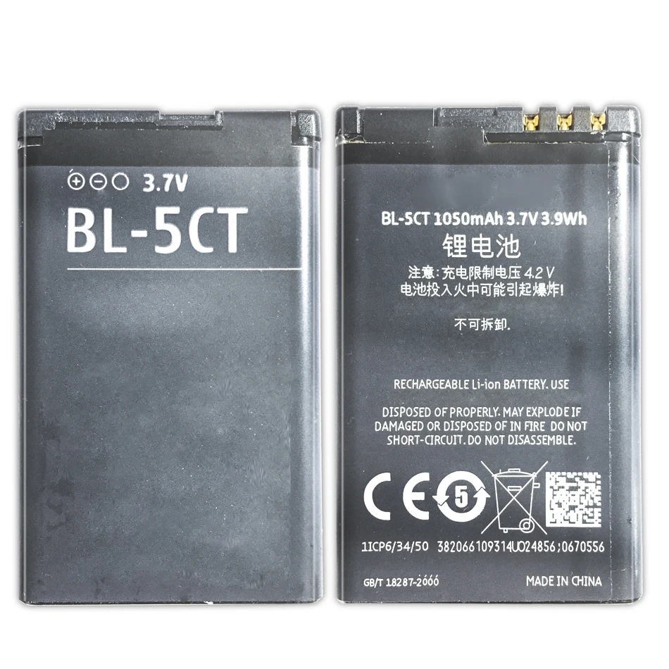 Мобильный телефон Батарея для Nokia 5220XM 6730 C5-00 C6-01 C3-01 6303C 5220 6730c C5 6303i BL 5CT BL-5CT 1050 мА-ч |