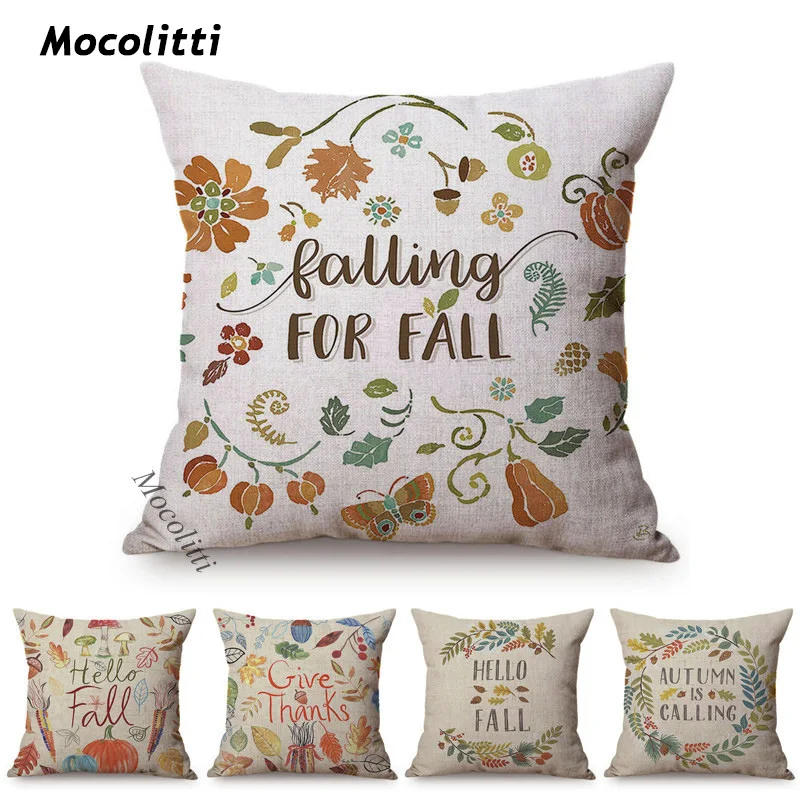 

Thanksgiving Autumn Impressions Festival Atmosphere Foliage Pumpkin Design Sofa Cushion Cover Home Decoration Throw Pillow Cover