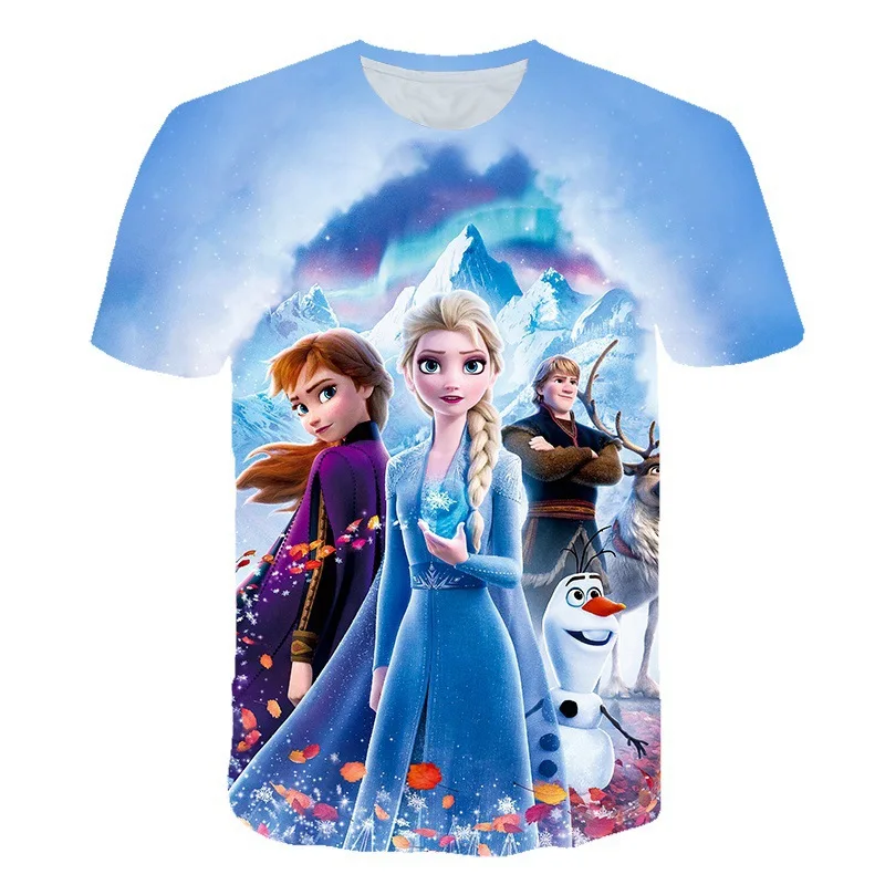 

Frozen 2 Anna Elsa Kids Girl T Shirt 3D Digital Printing Clothes Tops Frozen Snow Queen Cartoon Print Shirts Girls Children Tees