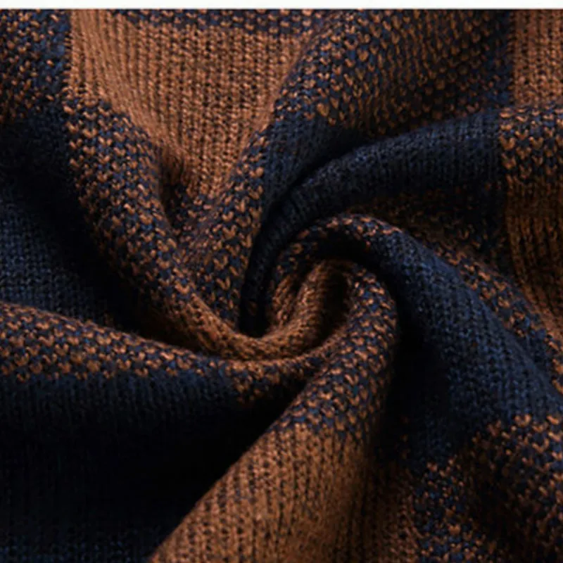 

Autumn and Winter Plus Velvet Thick Hooded Jacket Men's Loose Sweater New Knitted Cardigan Shirt Plaid Jacket Tide