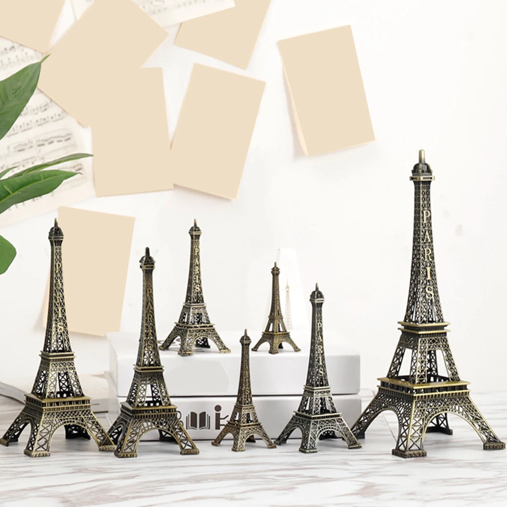 

Metal Eiffel Paris Tower Statue Metal Mini Decorative Paris Figurine Replica Stand Holder for Decoration-Brass DIY Accessories