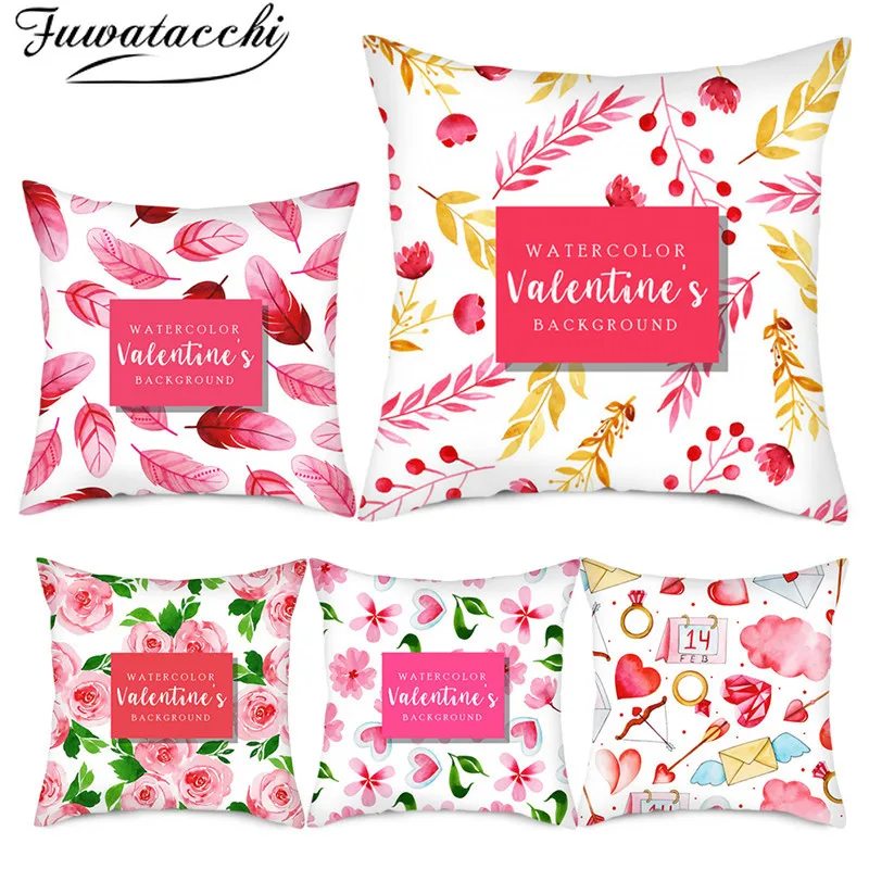 

Fuwatacchi Valentine's Day present Cushion Covers flower Pattern Pillow Cases Cotton For Bedroom Sofa Decorative Pillow Covers