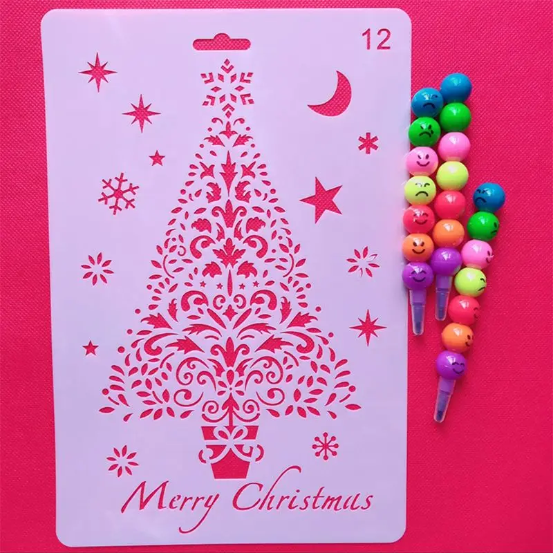 

Christmas Stencils Templates Christmas Letters Xmas Trees Santa Reindeer Painting Stencils Reusable Plastic Craft Templa