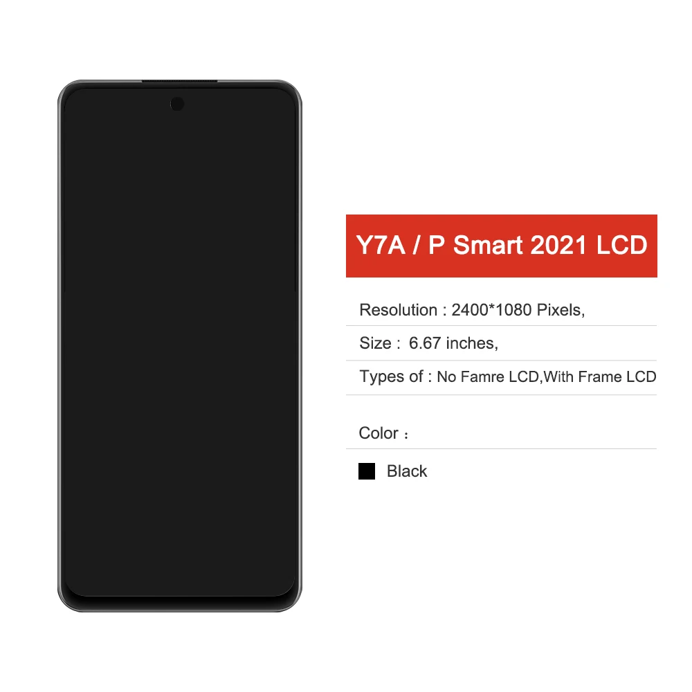 6.67'' Original Huawei P Smart 2021 Display with Frame Touch Screen Digitizer Assembly For Y7A PPA-LX3 LX1 LX2 X10lite | Мобильные