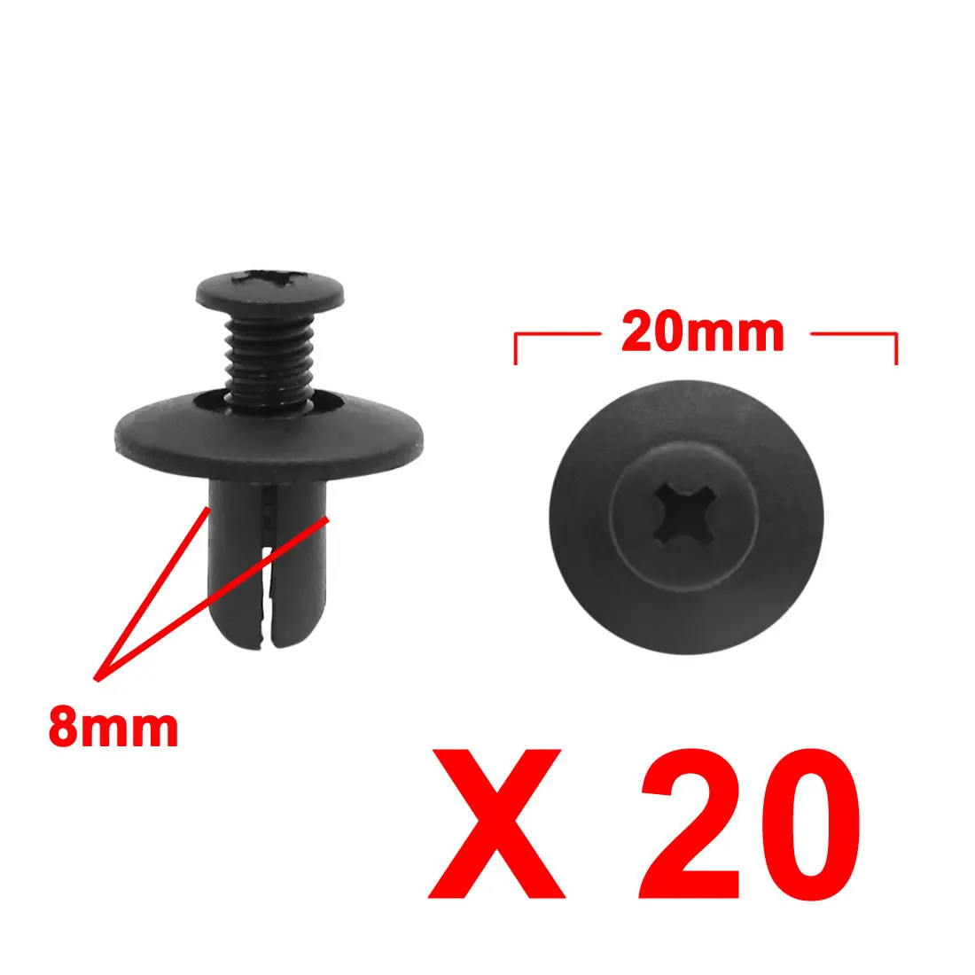 

uxcell 20Pcs 0G03250037A 8mm Plastic Rivets Clips Bumper Fender Fastener For Chevrolet