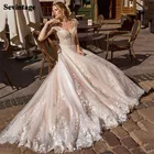 Линия Кружева свадебное платье-бохо с рукавом-крылышком с отделкой апплике пляж Свадебная вечеринка, платья с открытой спиной, платье принцессы, невесты размера плюс для женщин