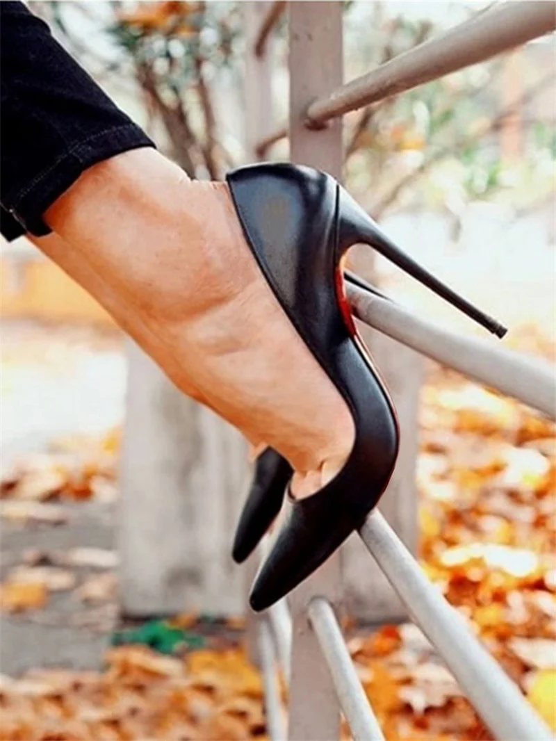 Туфли-лодочки женские на высоком каблуке 12 см из ПУ кожи