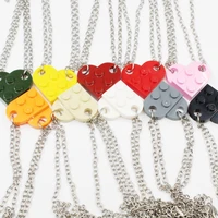 small wholesale 5pairlot 10pcs lego elements love couple necklace diy 50cm chain necklace women men necklace jewelry