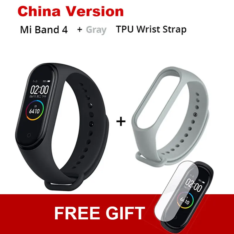 CN add Gray TPU Xiaomi mi Band 4 новейший mi band 4 Mp3 музыкальный цветной экран фитнес частота сердечных сокращений Bluetooth 5,0 умные часы - Цвет: CN add Gray TPU