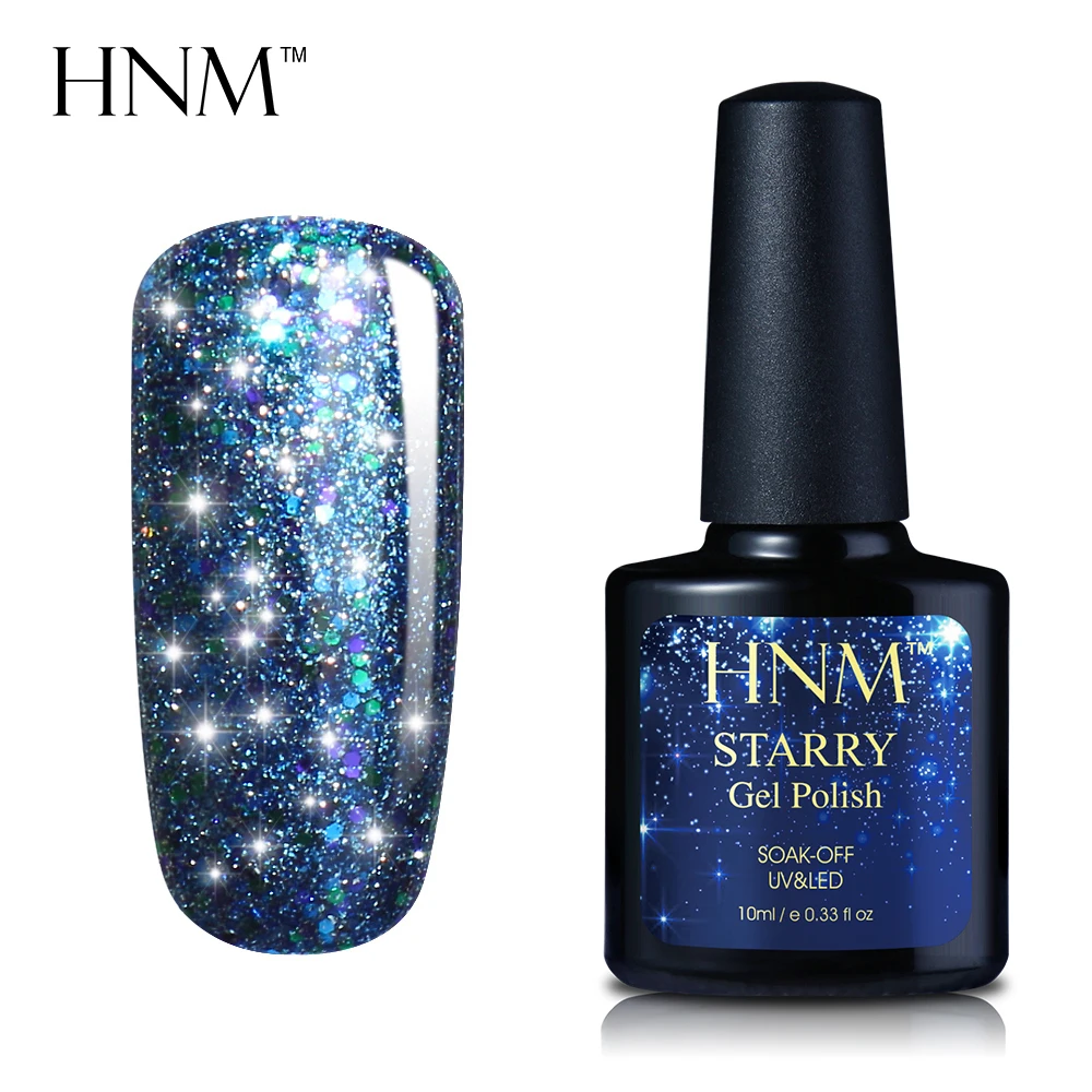 HNM Звездное Bling УФ гель лак для ногтей полуперманентный тиснения 10 мл Гибридный