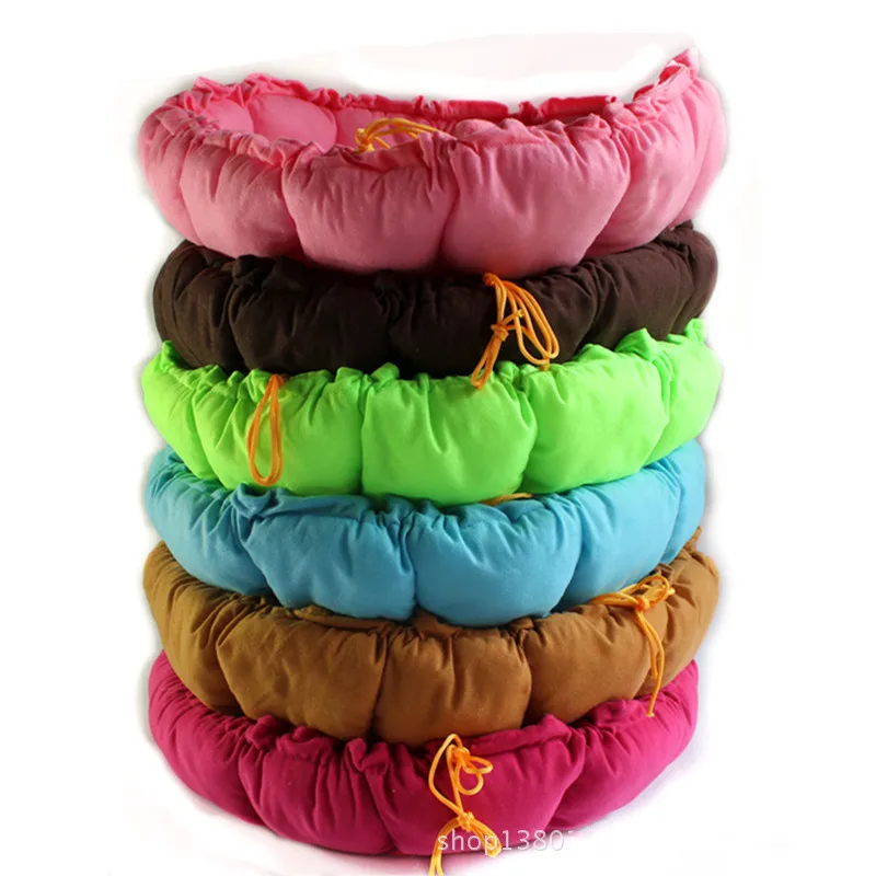 

Round Shrinkable Pumpkin Pet Bed Warm Soft Tiled PP Cotton Dog Bed Cat Kitten Sleeping Cushion Warm 2 Using way S/L