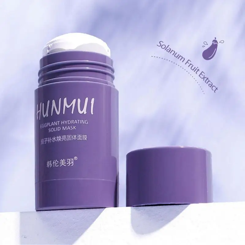Маска для баклажана HUNMUI с зеленым чаем твердая грязевая маска глубокого очищения