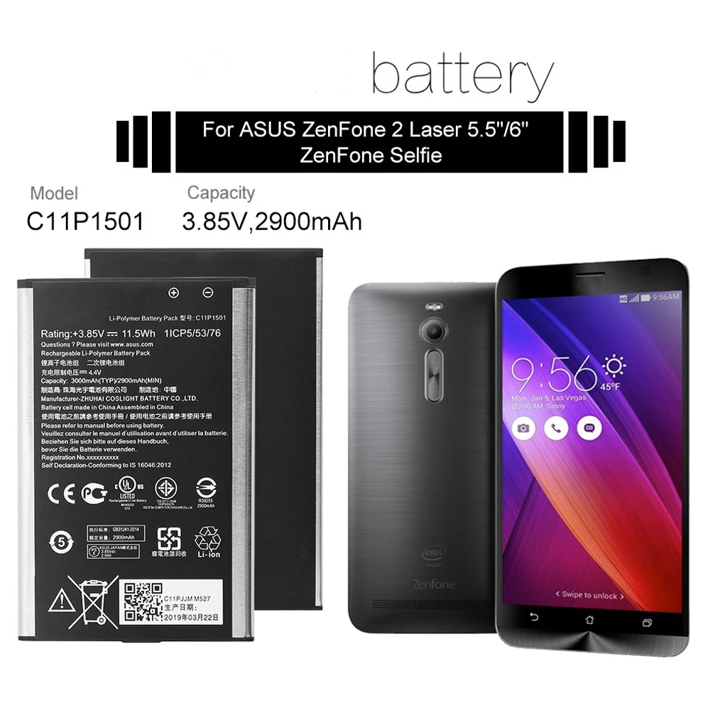 Батарея Sinbeda C11P1501 2900mAh для ASUS ZenFone 2 Laser ZE550KL Z00LD ZE601KL Z011D ZD551KL Z00UD|Аккумуляторы