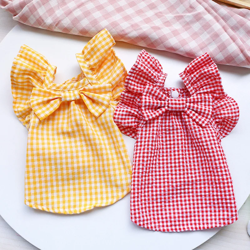 

Dog Clothes Plaid Dress For Small Dogs Puppy Pet Cat Spring &Summer Costume Dresses Skirt