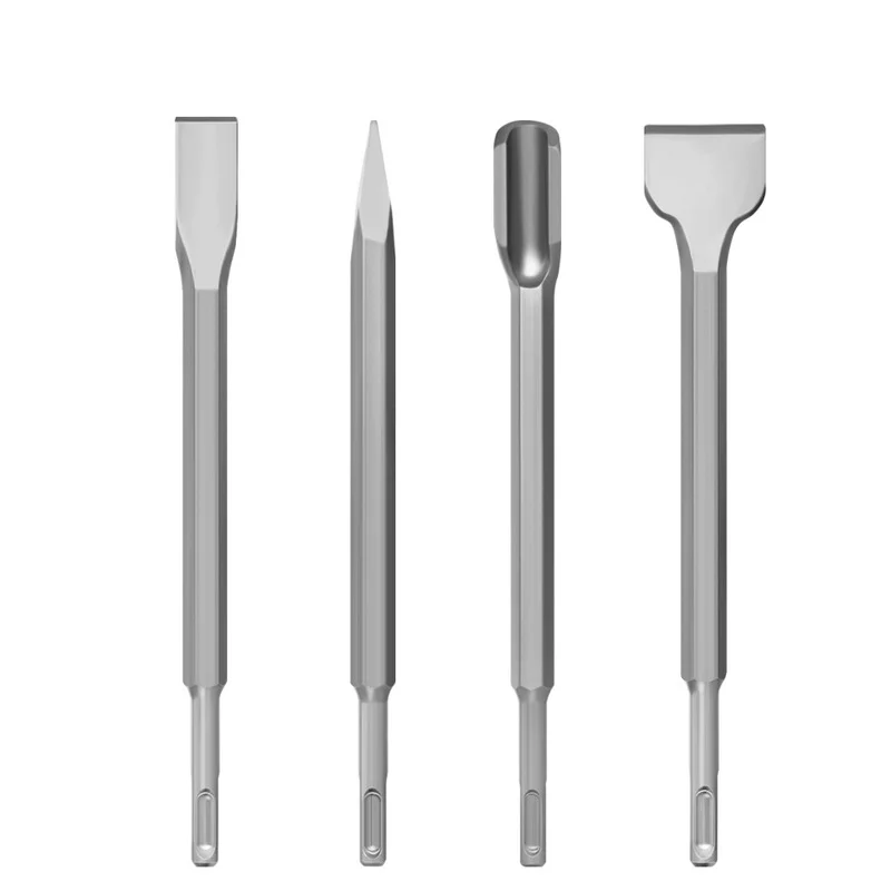 

4pcs 250mm SDS PLUS Chisels Set Point Groove Gouge Flat Chisel Electric Hammer Drill Bit Break Concrete Brick Wall Drilling