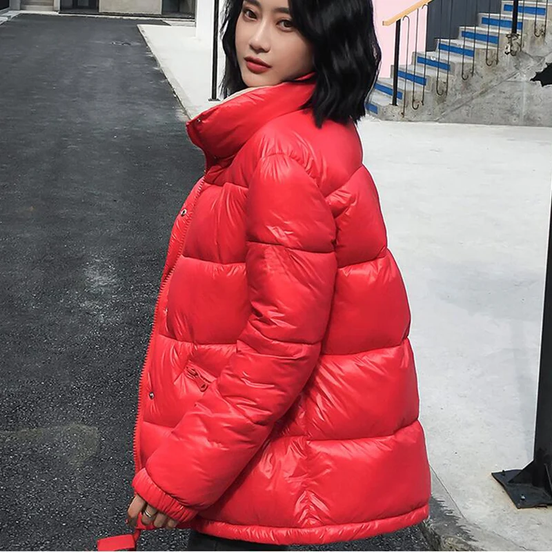 

Куртка женская осенне-зимняя короткая, на молнии, с воротником-стойкой и длинным рукавом, теплая, однотонная, cc846, 2019