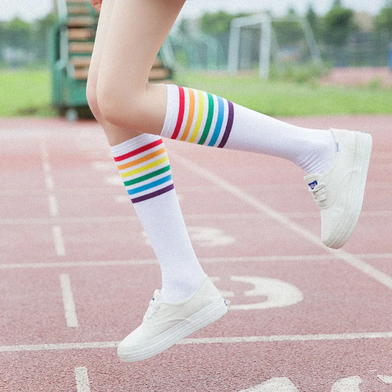 

Korea Style Women Long Socks Warm Calf Cotton Socks Knee Socks Fashion Ladies Knee High Striped Socks Girls School Lolita Socks
